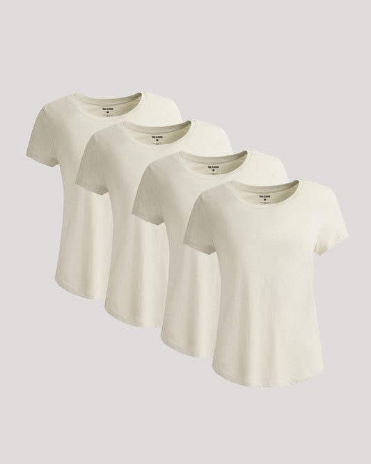 Womens Oatmeal Slub Scoop Neck Tee 4-Pack