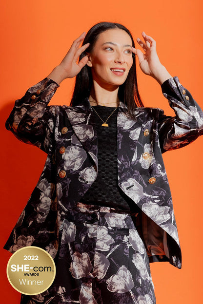 Black Floral Sisca Blazer