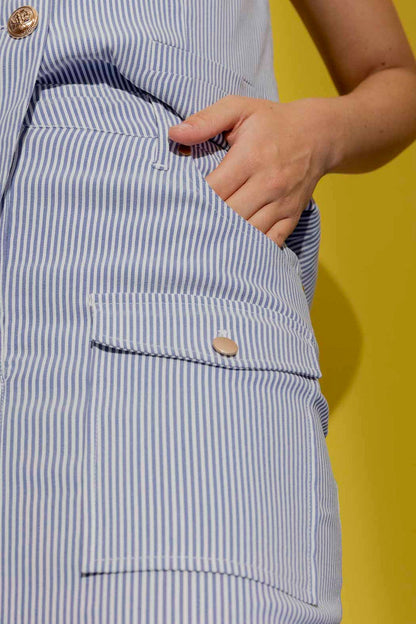 Blue Stripe Cargo Skirt Blue Stripe