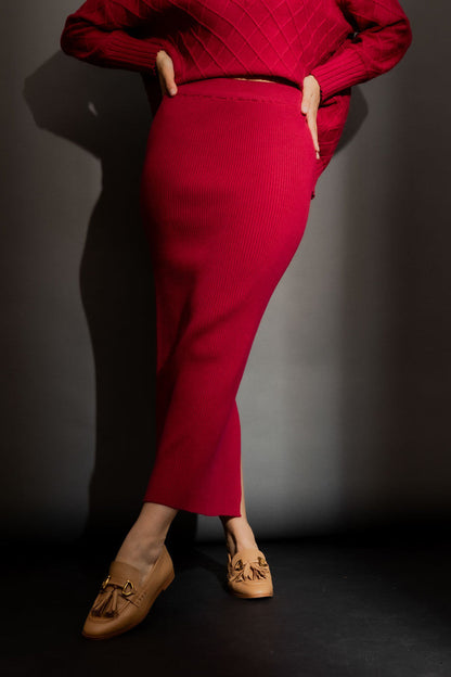 Berry Backsplit Rib Skirt Berry S