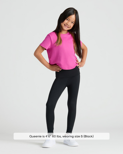 Girls Black Foldover Leggings
