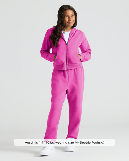 Girls Electric Fuchsia Cropped Zip Hoodie