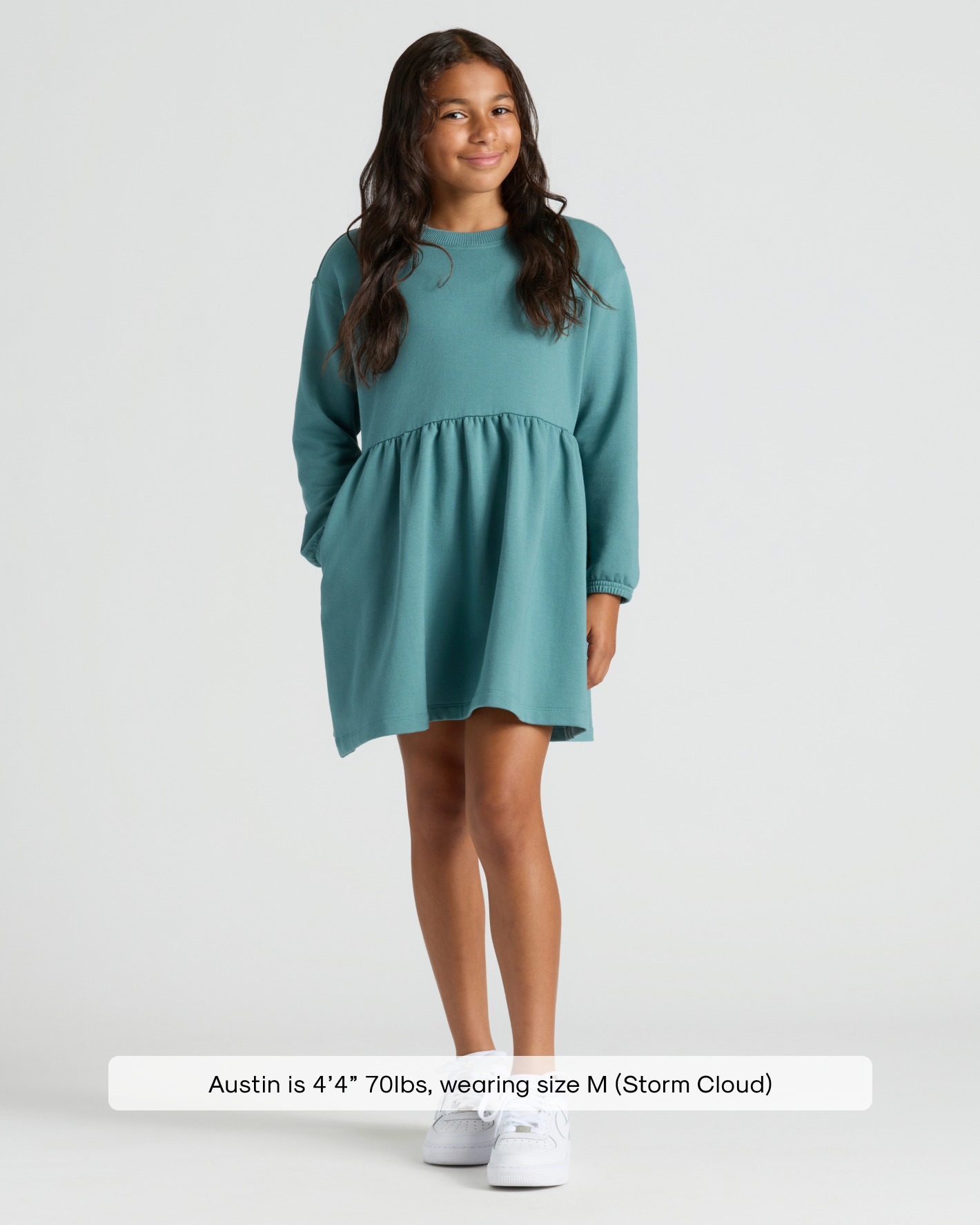 Girls Stormcloud Long Sleeve Fleece Dress
