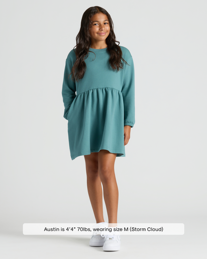 Girls Stormcloud Long Sleeve Fleece Dress