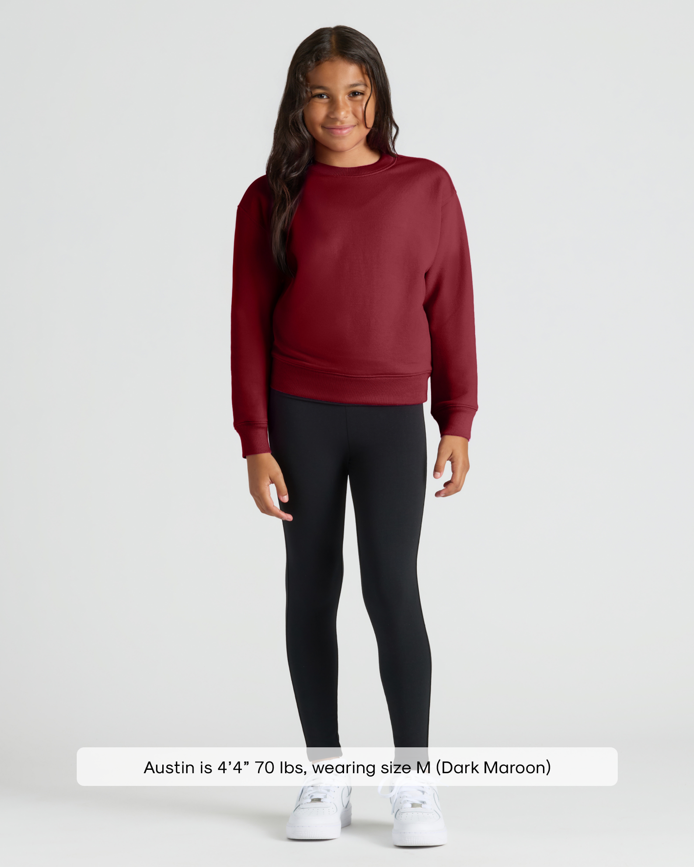 Girls Dark Maroon Slouch Pullover Crew