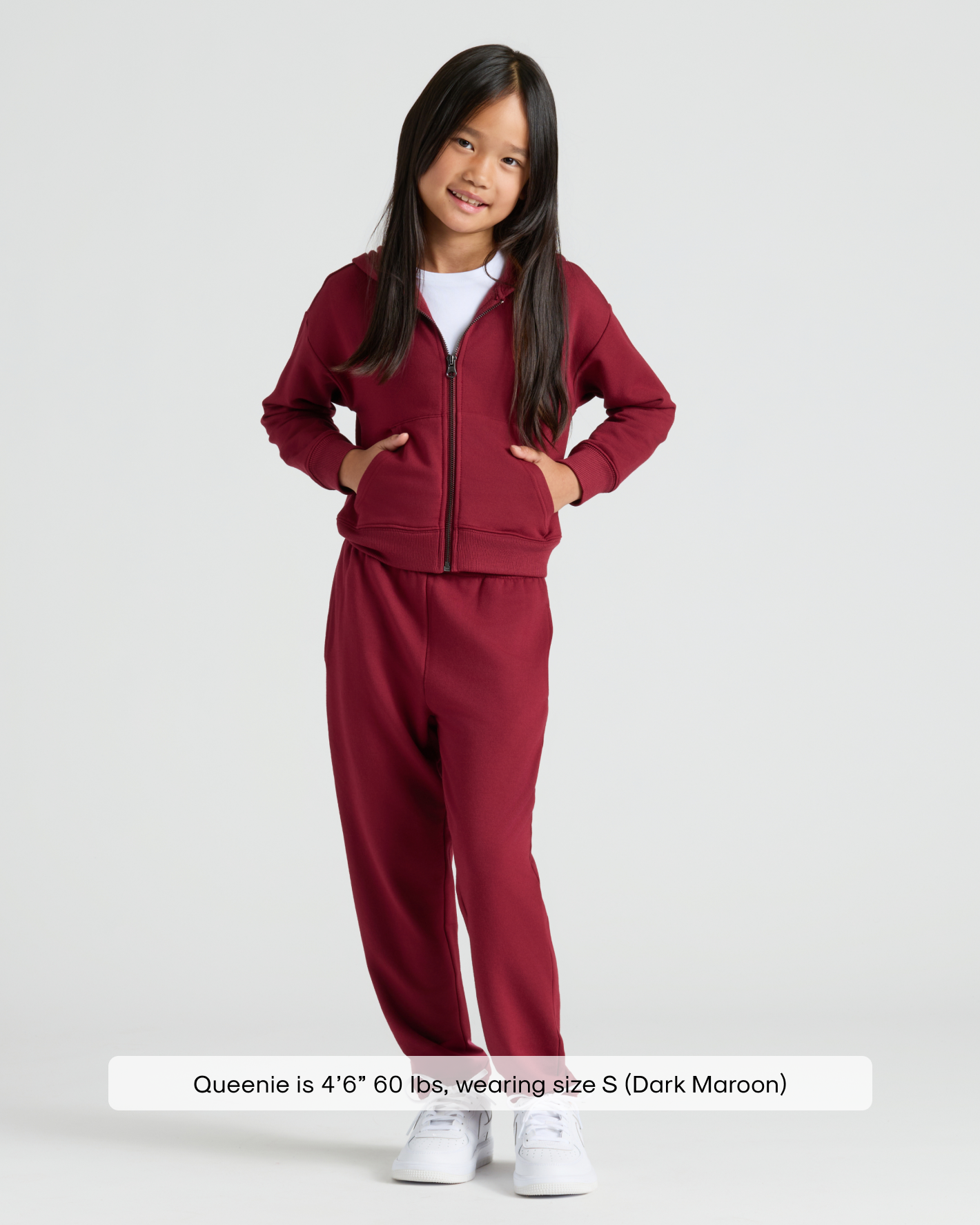 Girls Dark Maroon Relaxed Joggers