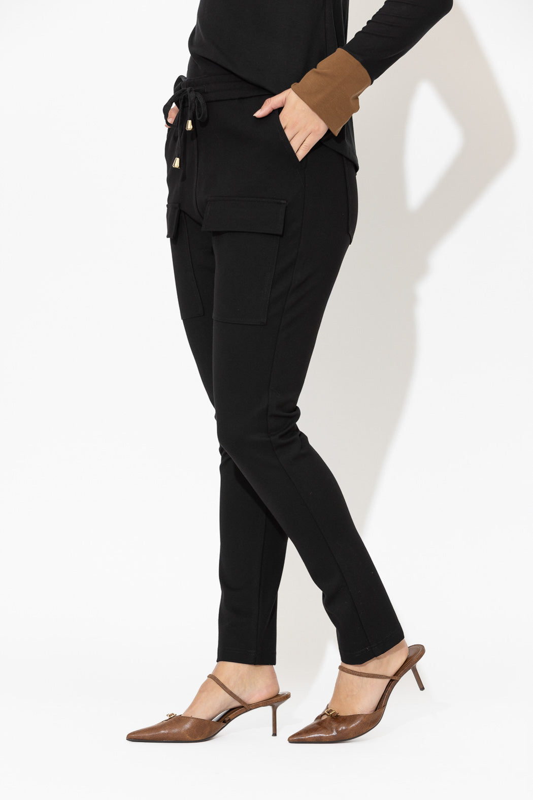 Black Ponte Jogger Cargo Pant