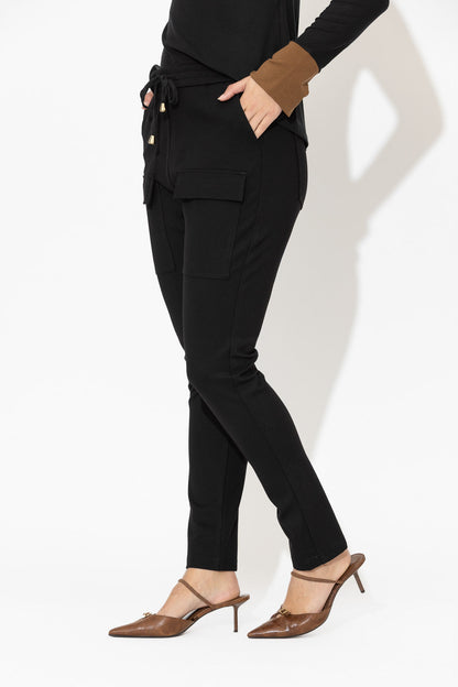 Black Ponte Jogger Cargo Pant