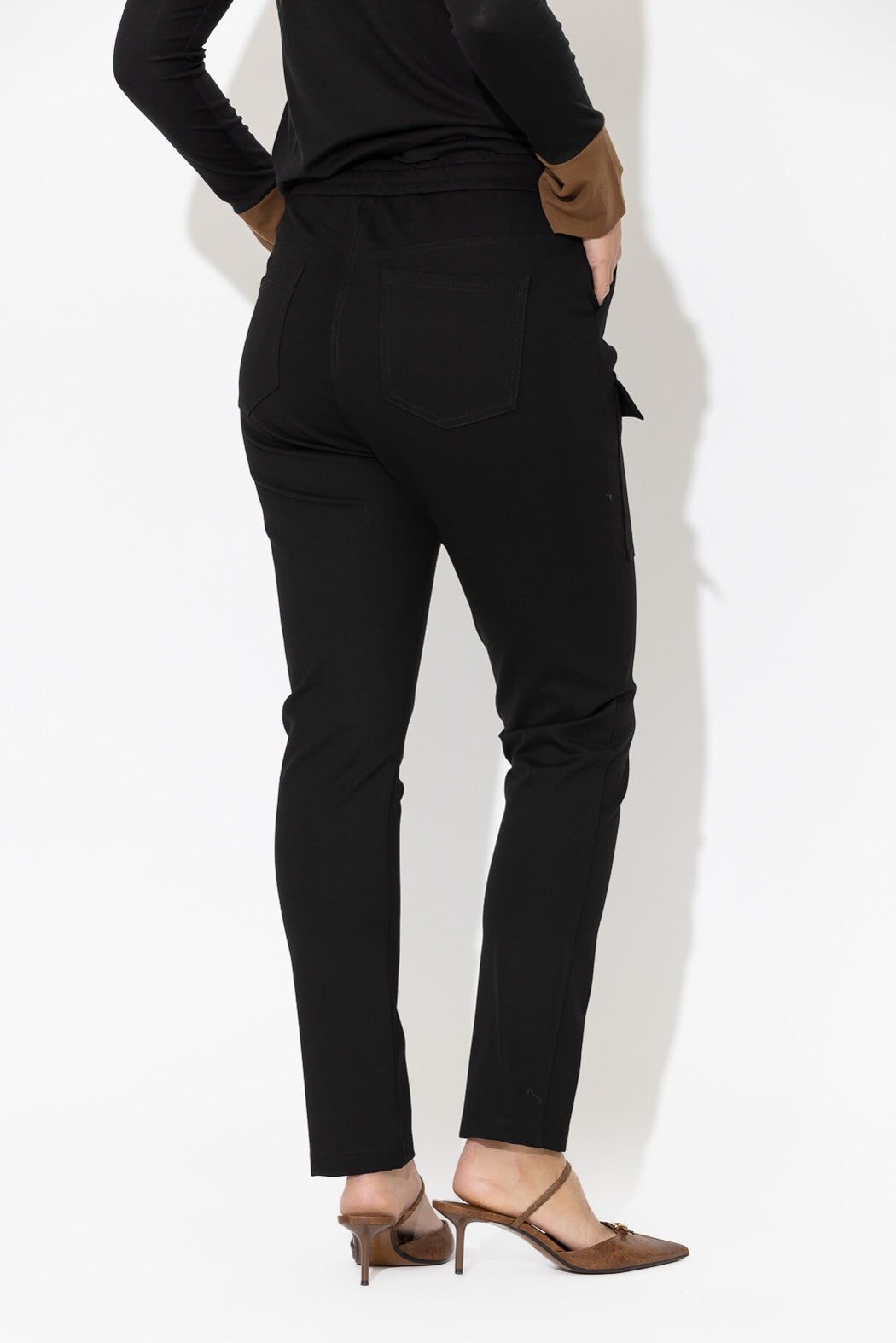 Black Ponte Jogger Cargo Pant