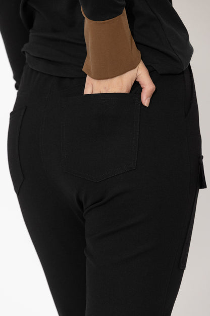 Black Ponte Jogger Cargo Pant