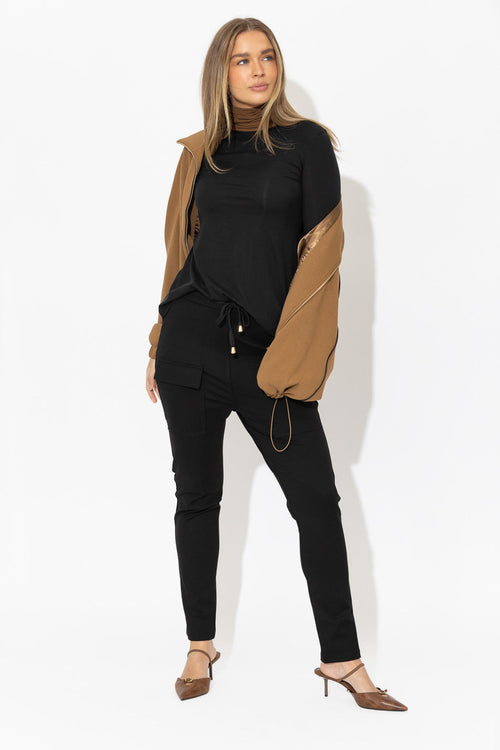 Black Ponte Jogger Cargo Pant