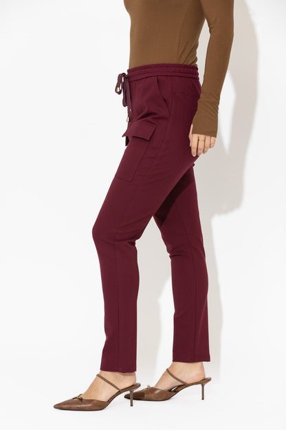 Burgundy Ponte Jogger Cargo Pant