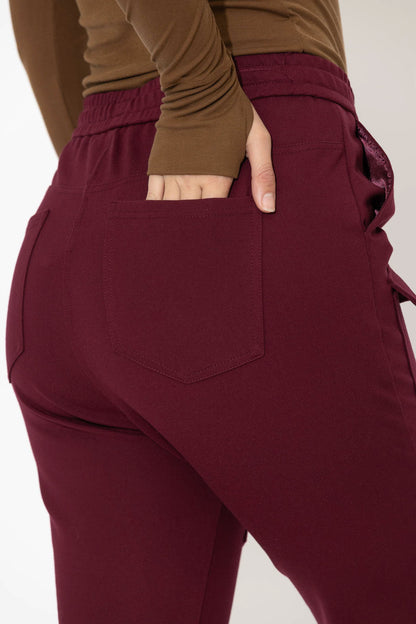 Burgundy Ponte Jogger Cargo Pant