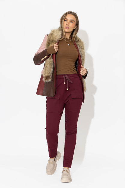 Burgundy Ponte Jogger Cargo Pant