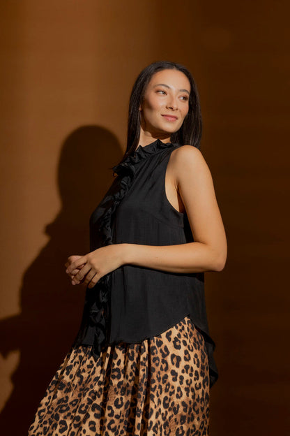 Black Double Ruffle Cami