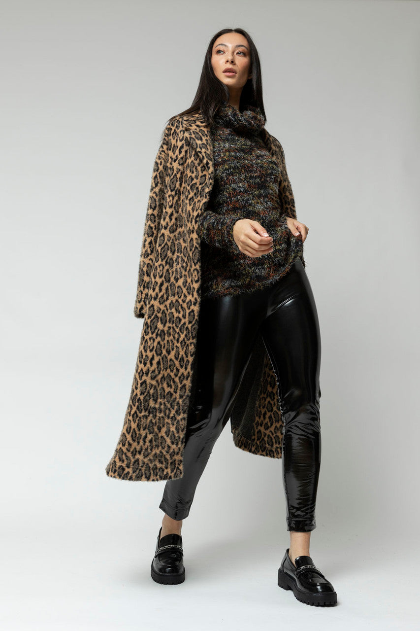 Black Speckle Fluffy Roll Neck Jumper