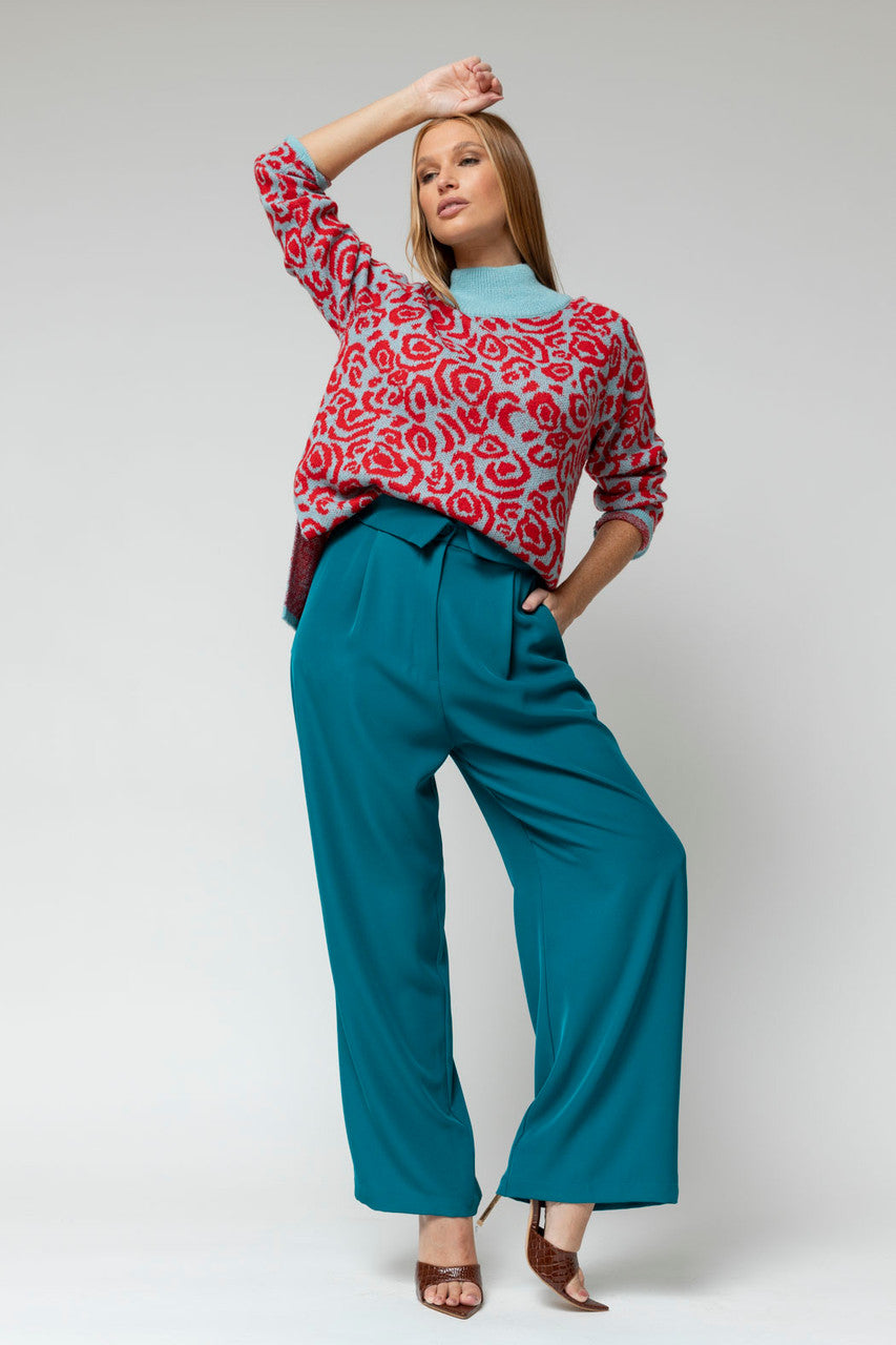 Blue / Red Rose Jumper - FINAL SALE