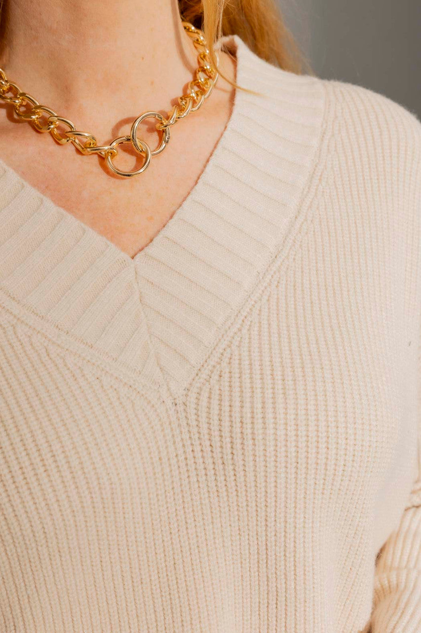 Champagne Slouch V-Neck Jumper Champagne S/M