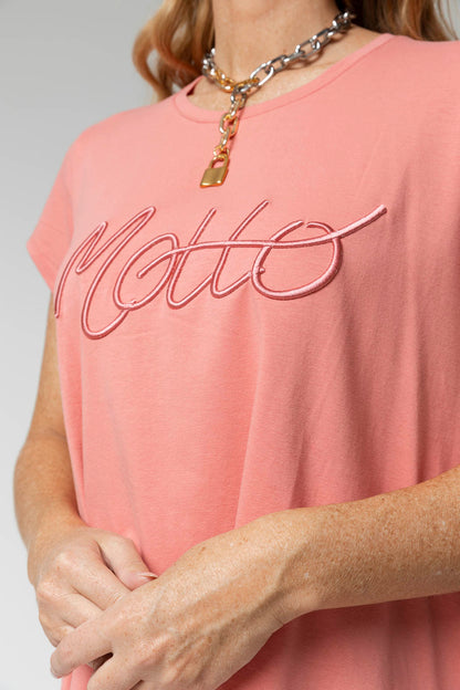 Blush Motto Embroidered T Shirt