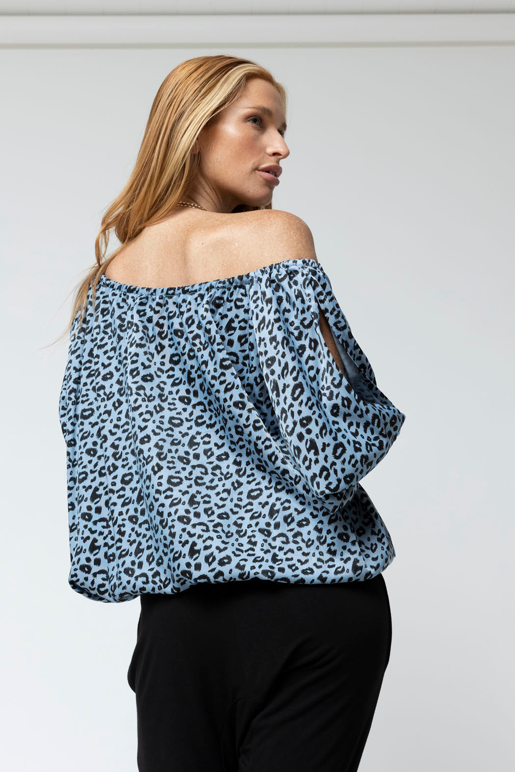 Blue Animal Chambray Balloon Top - Sale