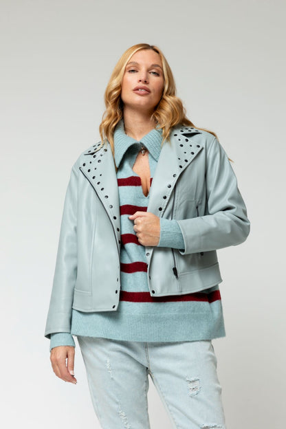 Chambray Ultra Stud Biker Jacket - Sale