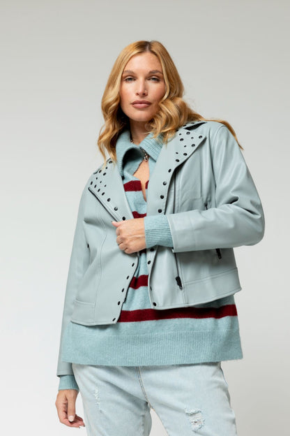 Chambray Ultra Stud Biker Jacket - Sale