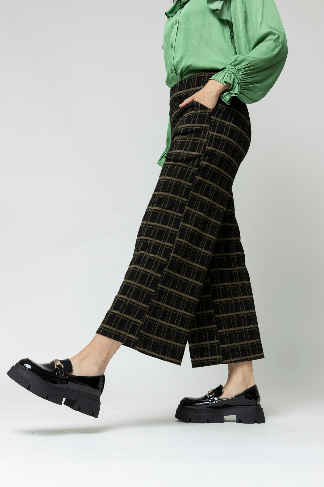 Black Khaki Jet Ponte Culotte