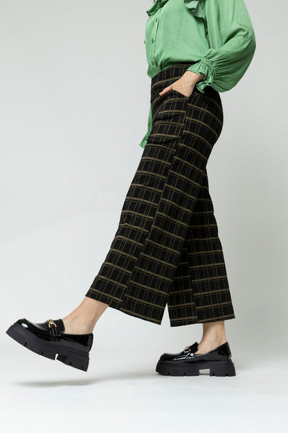 Black Khaki Jet Ponte Culotte