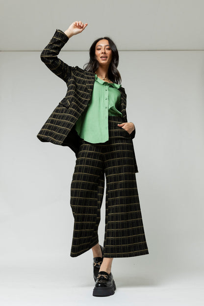 Black Khaki Jet Ponte Culotte