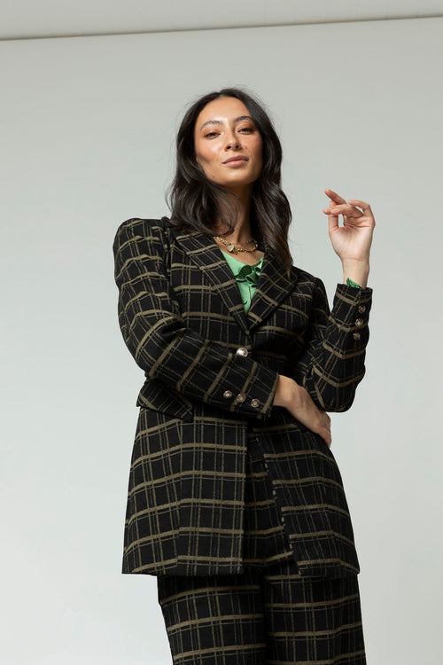 Black Khaki Adria Blazer- Sale