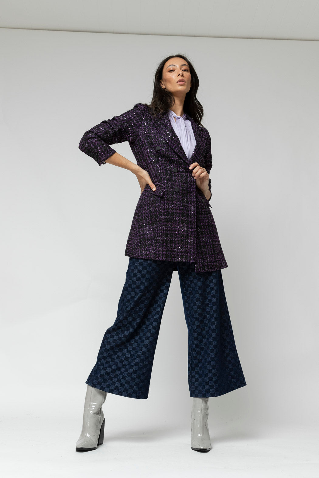 Black/purple Tweed Blazer- Sale