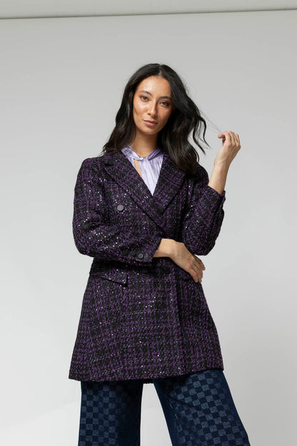 Black/purple Tweed Blazer- Sale
