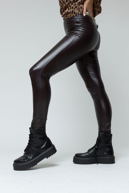 Burgundy Waxed Leggings - Final Sale
