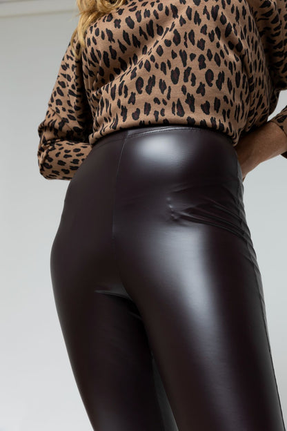 Burgundy Waxed Leggings - Final Sale
