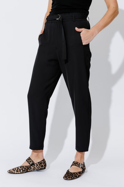 Black Euro Paperbag Pant