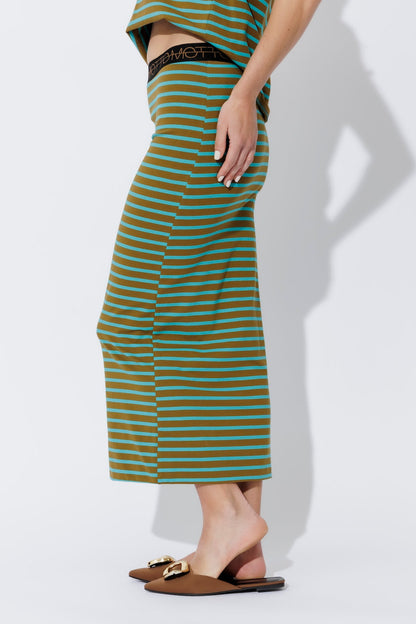 Aqua/Khaki Stripe Tube Skirt