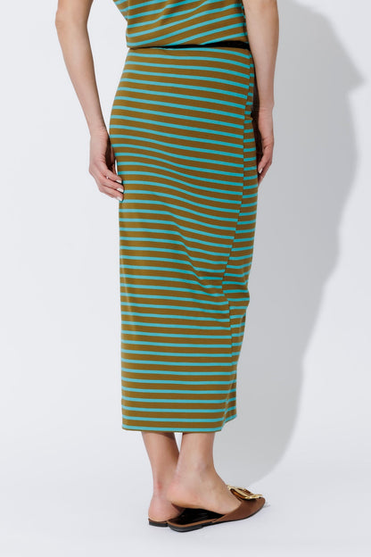Aqua/Khaki Stripe Tube Skirt