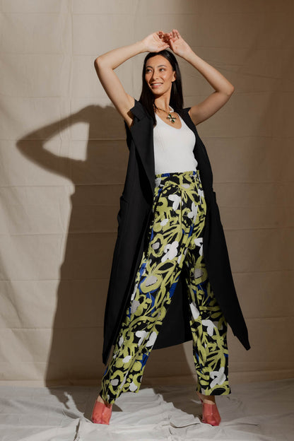 Black Euro Longline Belted Vest