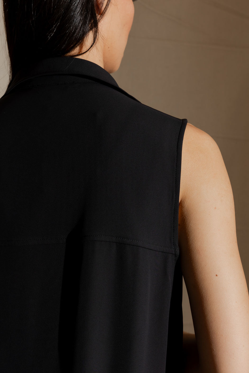 Black Euro Longline Belted Vest