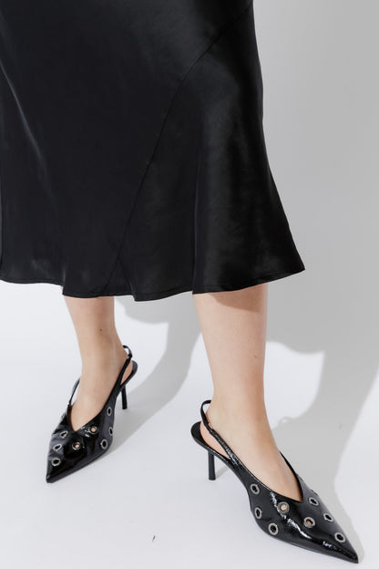 Black Silky Bias Skirt