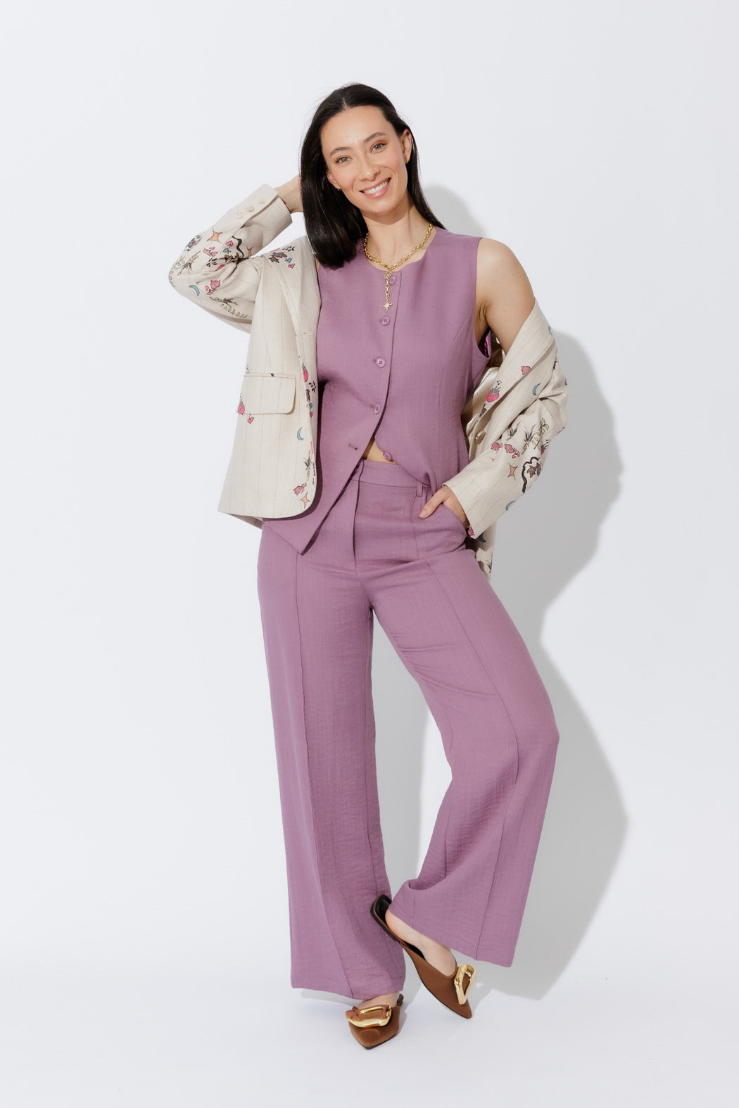 Berry Lyocell Pintuck Pant