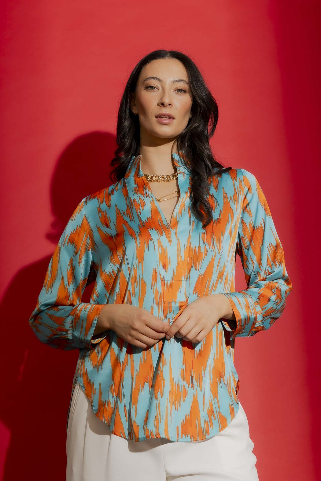 Aqua/Orange Milan Blogger Shirt