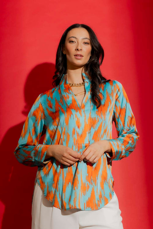 Aqua/Orange Milan Blogger Shirt