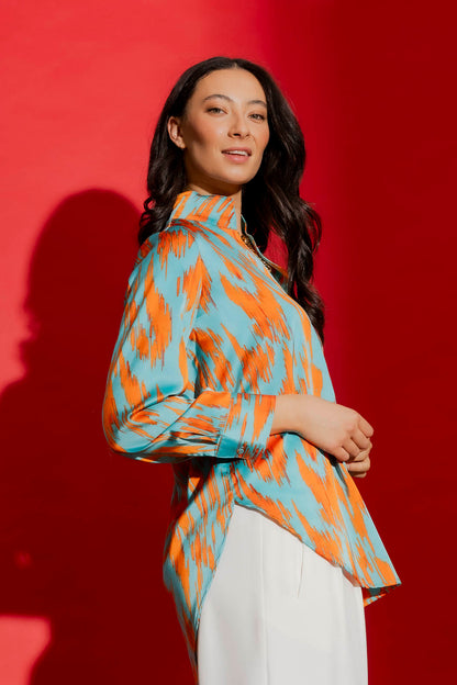 Aqua/Orange Milan Blogger Shirt