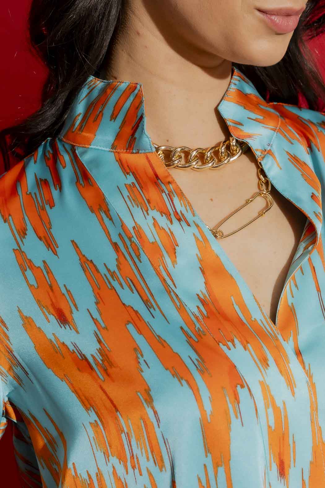 Aqua/Orange Milan Blogger Shirt