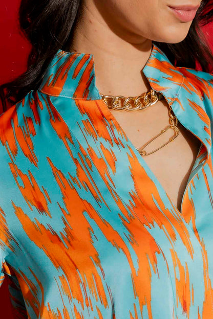 Aqua/Orange Milan Blogger Shirt