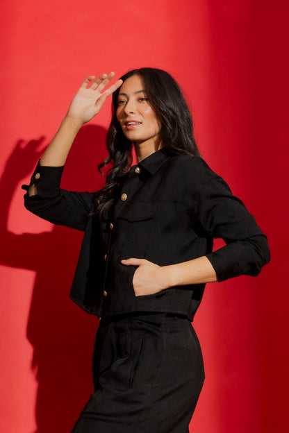 Black Embroidered Dallas Jacket