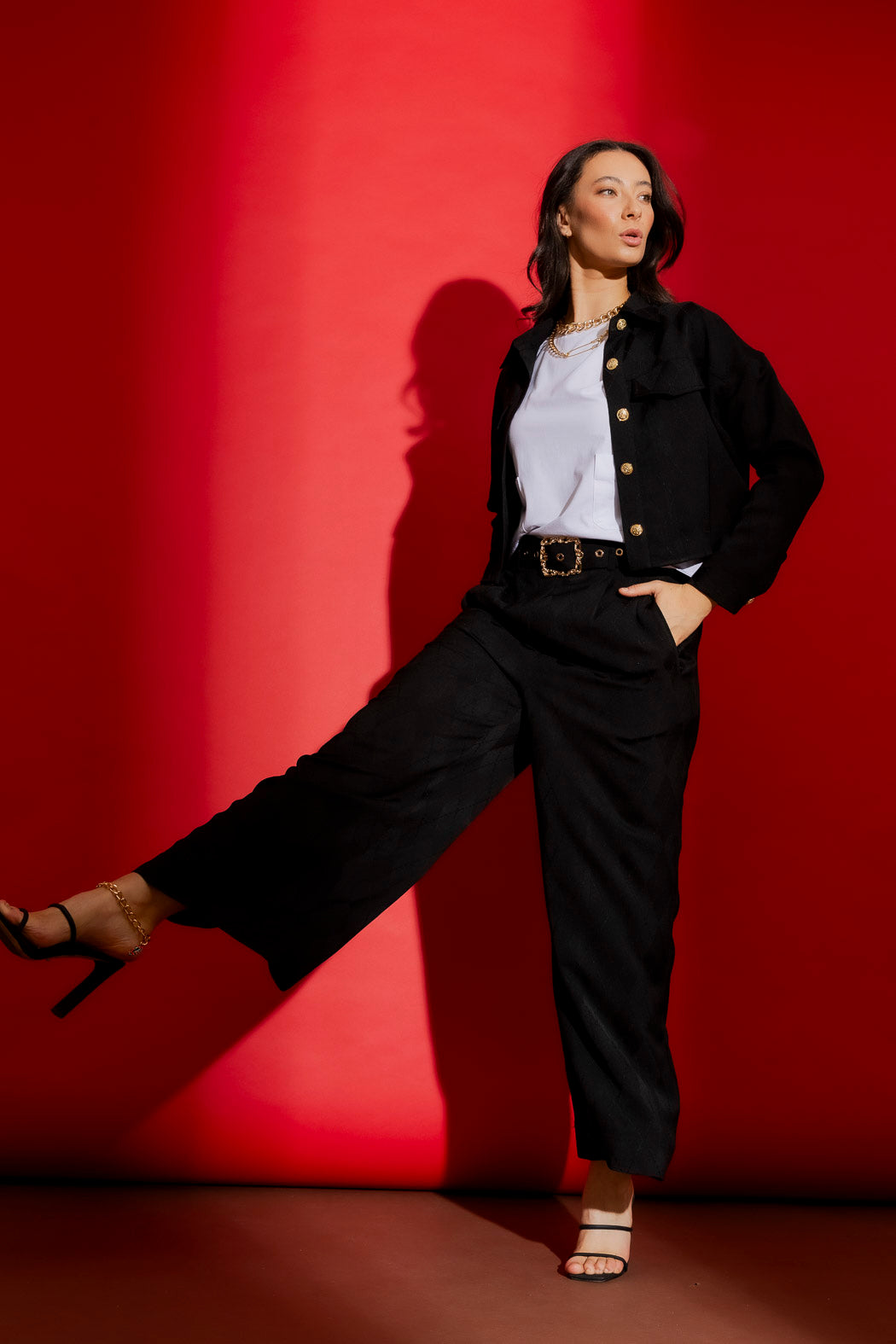 Black Embroidered Cleo Pant