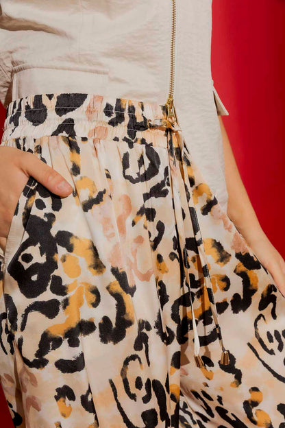 Beige Animal Silky Classic Culottes Beige Animal