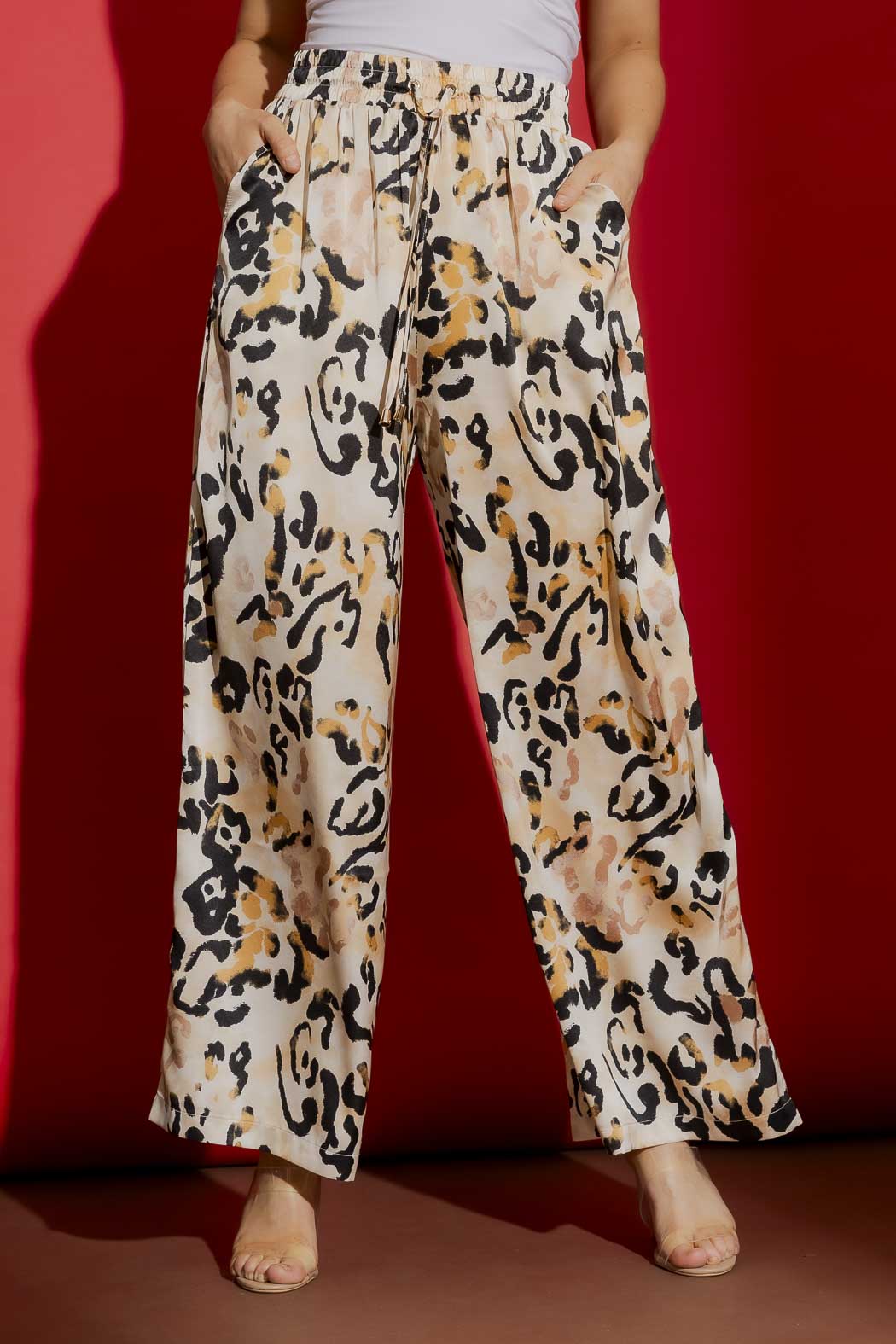 Beige Animal Silky Classic Culottes Beige Animal